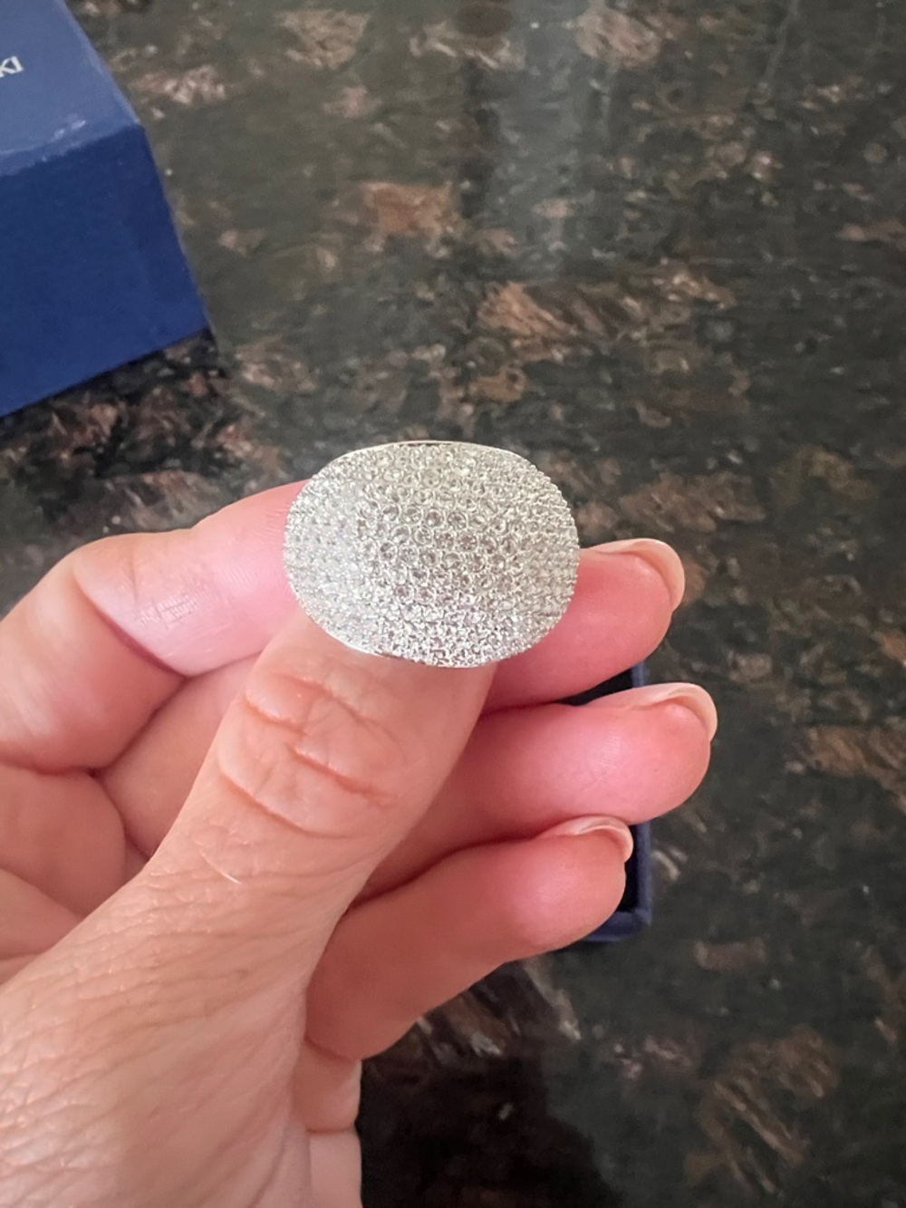 Swarovski Silver Pavé Dome Cocktail Ring - Picture 2 of 5